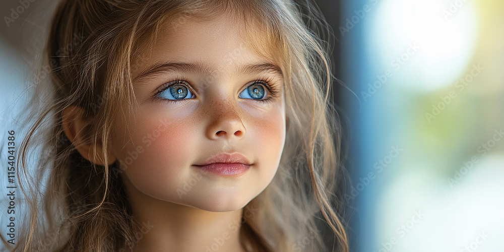 Portrait of a little pretty girl looking away