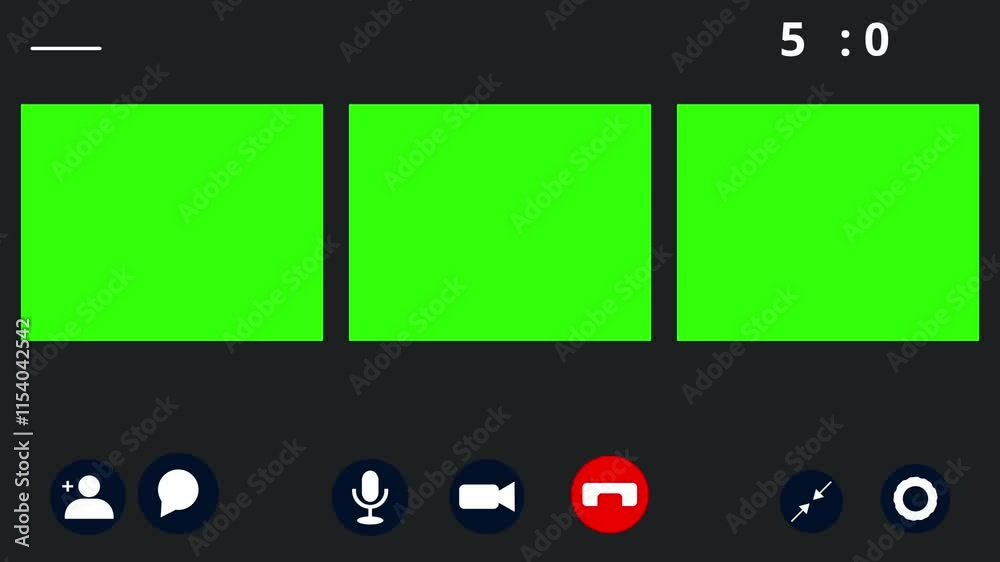 Three monitor Video Call meeting conference interface animation with single large monitor. Remote call and chat in team. Green screen chroma key. Group conference PC screen. Virtual education Three monitor Video Call meeting conference interface animation with single large monitor. Remote call and chat in team. Green screen chroma key. Group conference PC screen. Virtual education