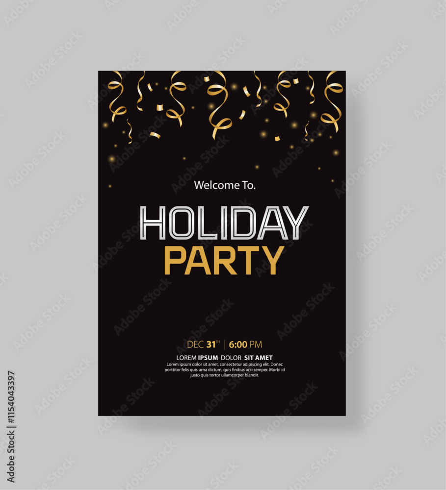 Vector illustration design for holiday party and happy new year party invitation flyer and greeting card template Vector illustration design for holiday party and happy new year party invitation flyer and greeting card template