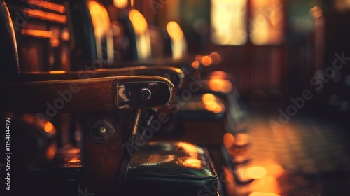 Vintage barber shop chairs, close-up. photo