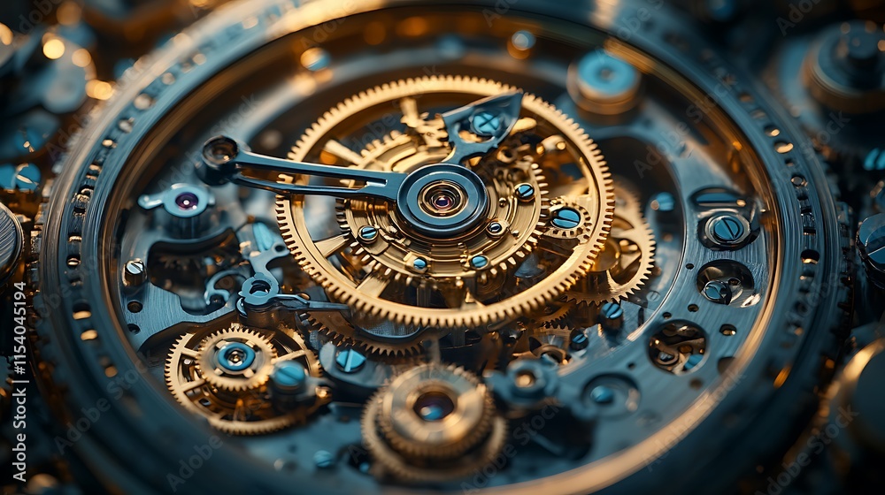 Intricate Gold and Steel Watch Mechanism Gears Intricate Gold and Steel Watch Mechanism Gears