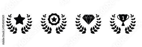 Set of Reward icon collection. Diamond, Star, wining cup symbol. Vector Illustration.