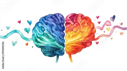 Colorful representation of a brain symbolizing emotions and thoughts. photo