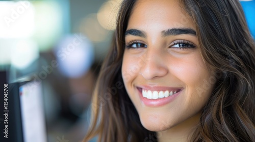 Close-up portrait of a smiling young woman.
