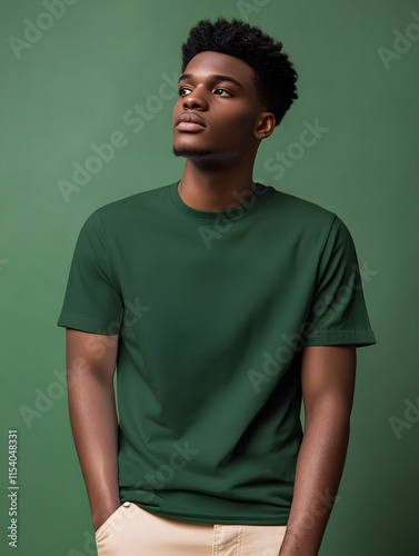 emerald green color layflat t shirt mock up photo