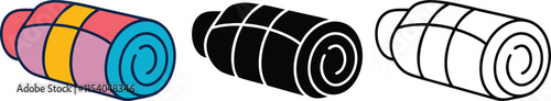 Rolled Fabric Swatches Color, Black, White Illustrations