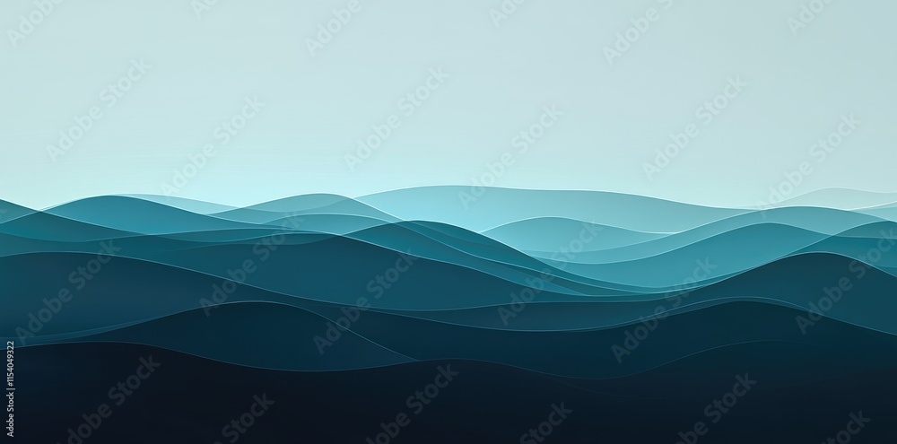 Abstract Teal Layered Mountainscape Digital Art Abstract Teal Layered Mountainscape Digital Art