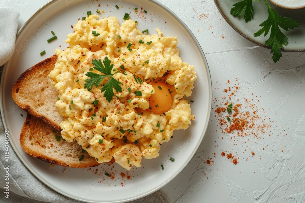 classic breakfast with scrambled eggs and toast classic breakfast with scrambled eggs and toast