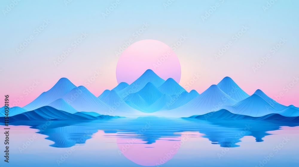 Serene mountain landscape with vibrant sunset colors reflecting on calm waters. Serene mountain landscape with vibrant sunset colors reflecting on calm waters.