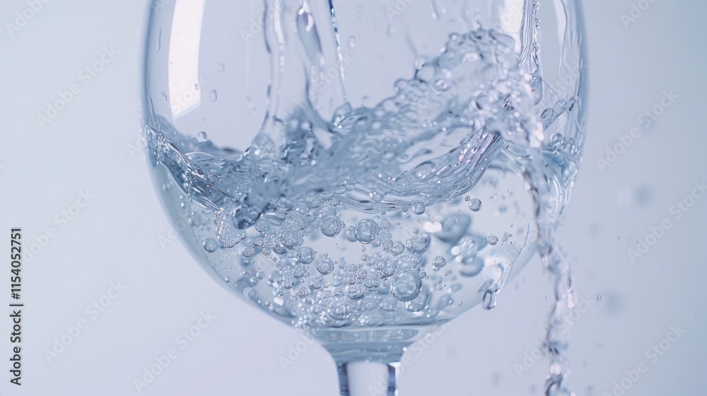 Water pouring into a glass, creating splashes and bubbles. (1) Water pouring into a glass, creating splashes and bubbles. (1)