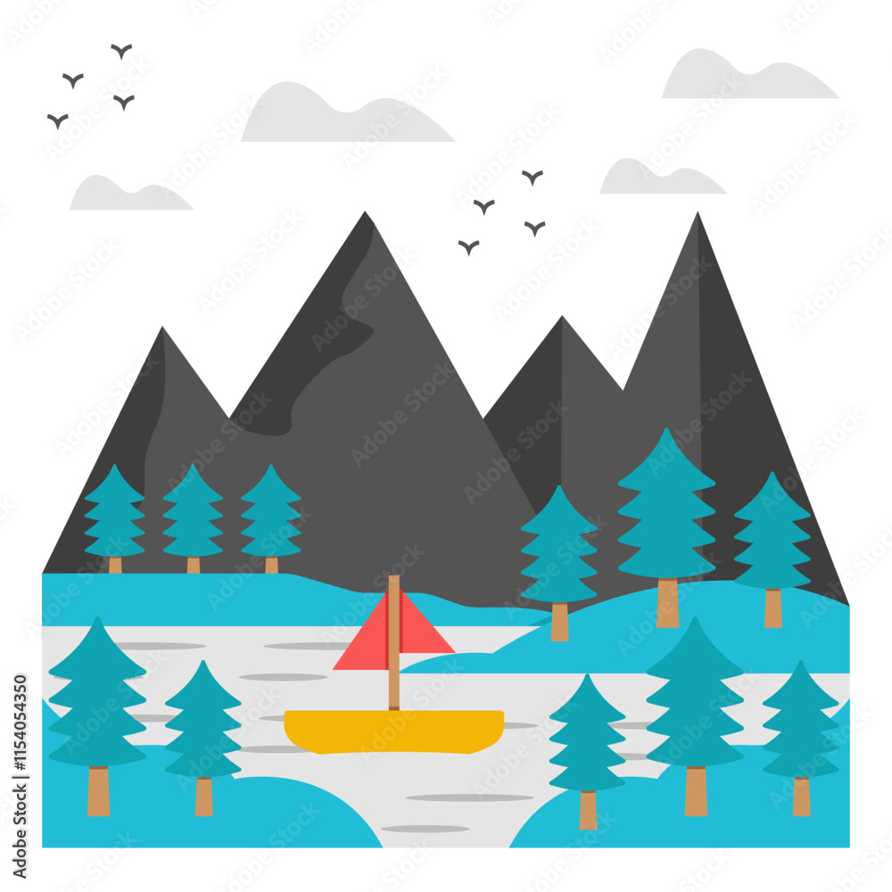 Obraz premium An eye catching design icon of sea boat landscape