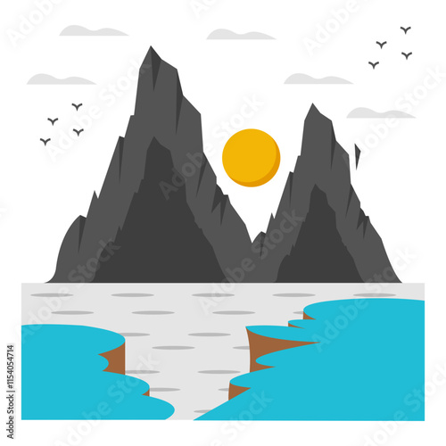 Premium download icon of sea mountain landscape