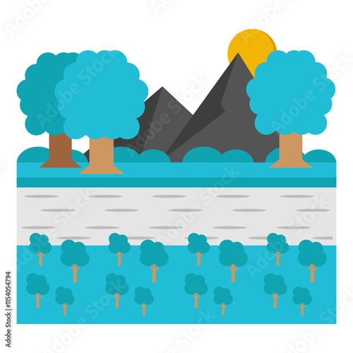 Premium download icon of lake landscape