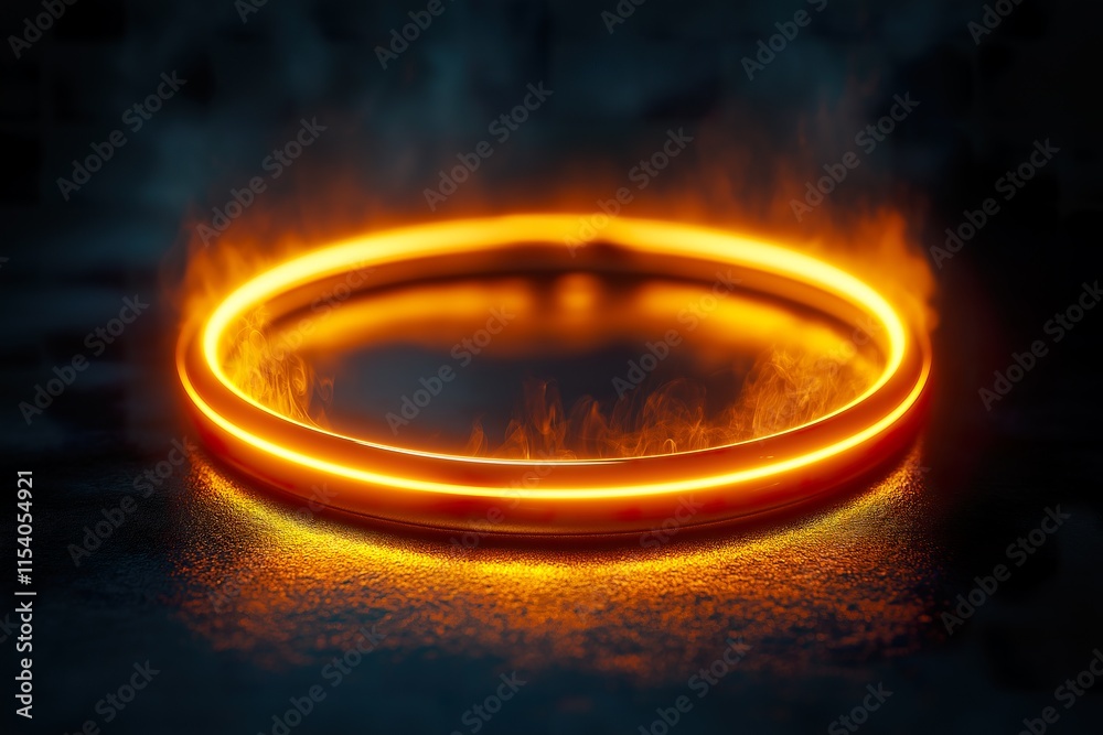 Circle with fire on a dark background. Circle with fire on a dark background.