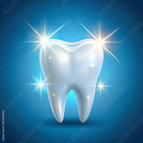 Stylized Tooth with Sparkling Clean Shine Bright and Healthy Smile Design
