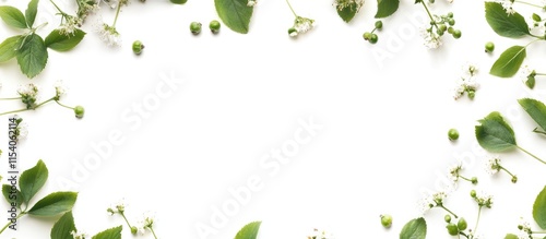 Wallpaper Mural Green floral frame featuring viburnum and sweet briar berries on a white background ideal for nature-themed designs and invitations Torontodigital.ca