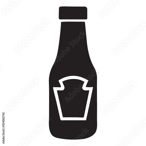 Ketchup Bottle Silhouette Icon for Food-Related Designs