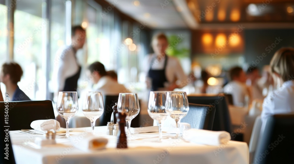Elegant Indoor Dining Experience in a Fast-Paced Restaurant Elegant Indoor Dining Experience in a Fast-Paced Restaurant