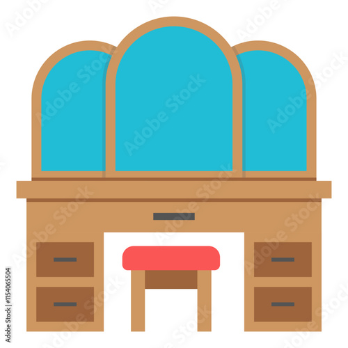 A flat design icon of dressing table