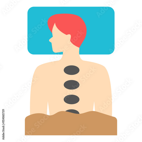 A colored design icon of hot stone massage