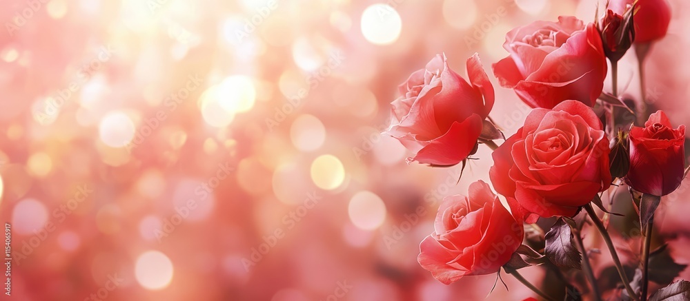 Stunning red roses with a soft blurred background creating a romantic and dreamy atmosphere ideal for celebrations and special occasions Stunning red roses with a soft blurred background creating a romantic and dreamy atmosphere ideal for celebrations and special occasions