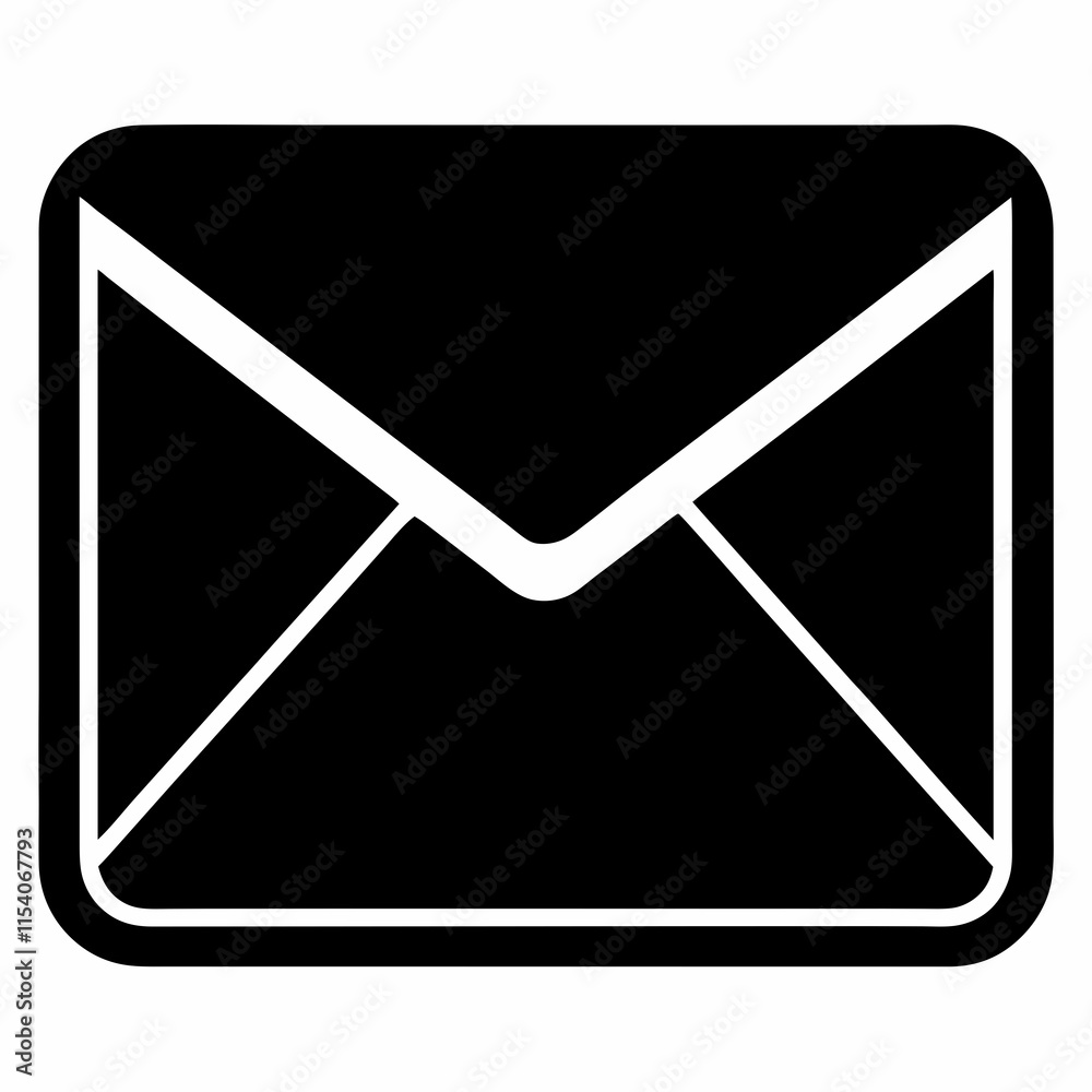 Email Envelope Black Silhouette Vector Email Envelope Black Silhouette Vector