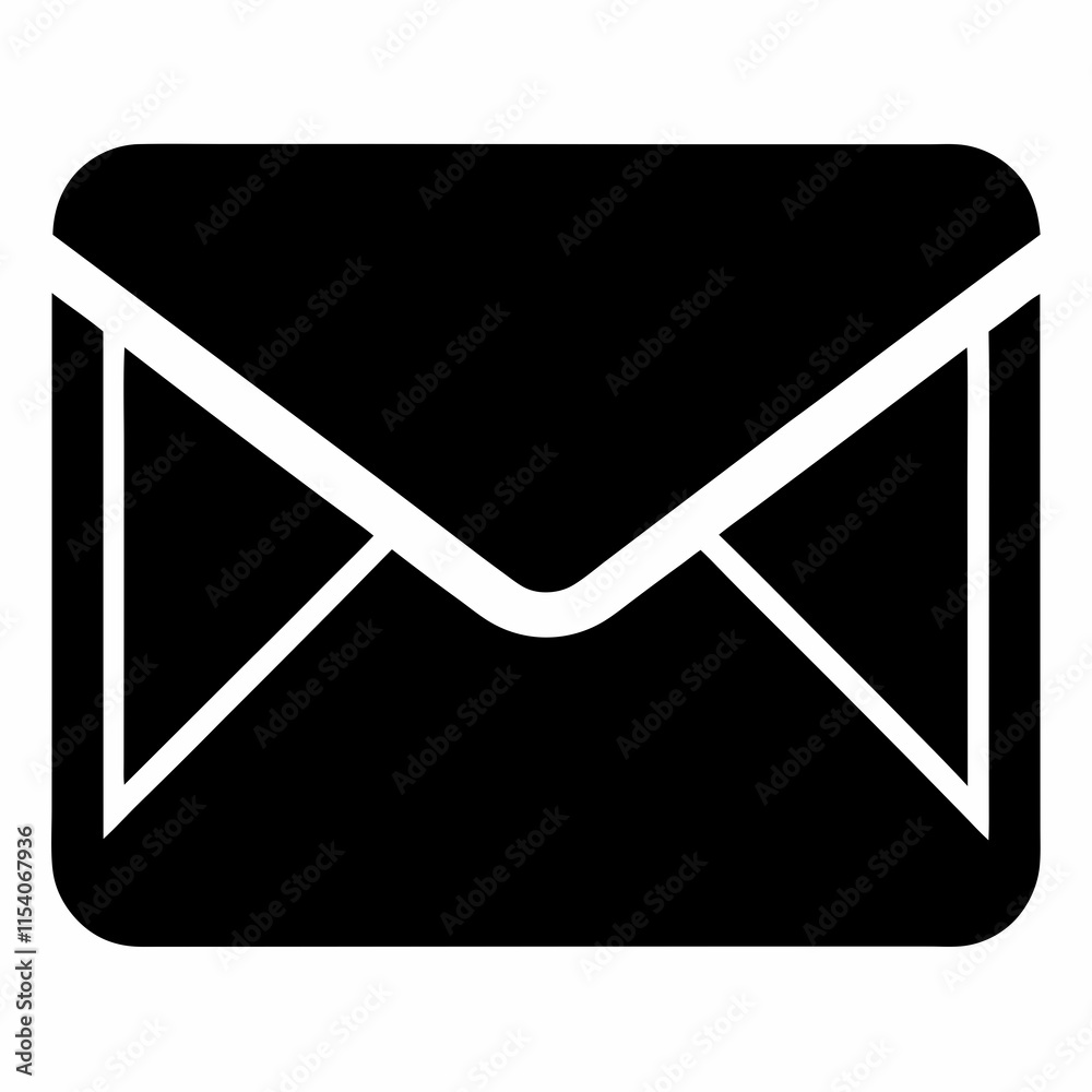 Email Envelope Black Silhouette Vector Email Envelope Black Silhouette Vector