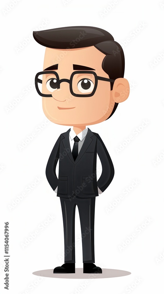 Man in a Suit Looking Down With Glasses, Cartoon Vector Illustration of a Confident Businessman. Generative AI Man in a Suit Looking Down With Glasses, Cartoon Vector Illustration of a Confident Businessman. Generative AI