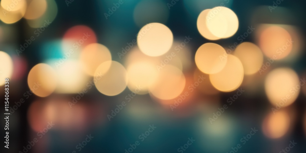 Fototapeta premium Blurred bright glowing lights of district in megapolis under dusk sky in evening on blurred background
