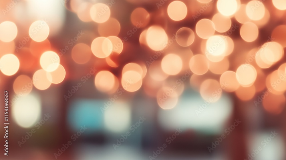 Blurred bright glowing lights of district in megapolis under dusk sky in evening on blurred background
