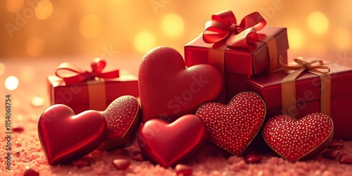 Valentine's Day Gifts: Red Hearts and Presents

