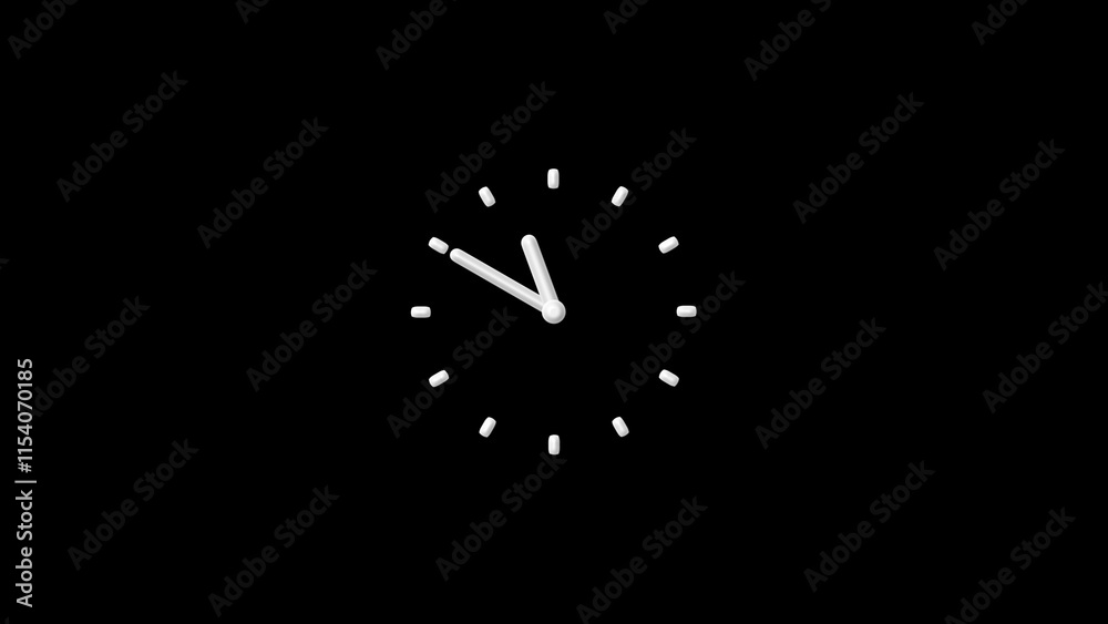 New fast clock icon white color 4k illustration  on black background.