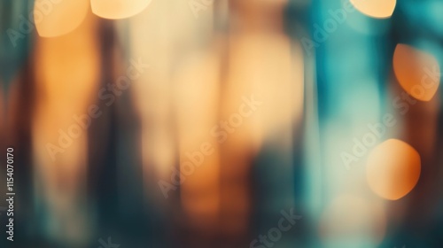 Blurred bright glowing lights of district in megapolis under dusk sky in evening on blurred background