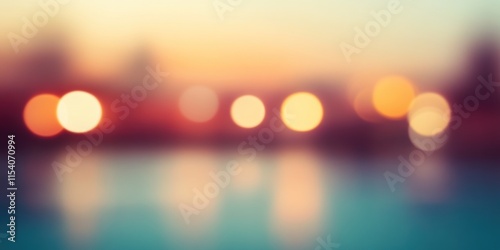 Blurred bright glowing lights of district in megapolis under dusk sky in evening on blurred background