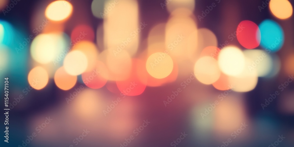 Blurred bright glowing lights of district in megapolis under dusk sky in evening on blurred background Blurred bright glowing lights of district in megapolis under dusk sky in evening on blurred background