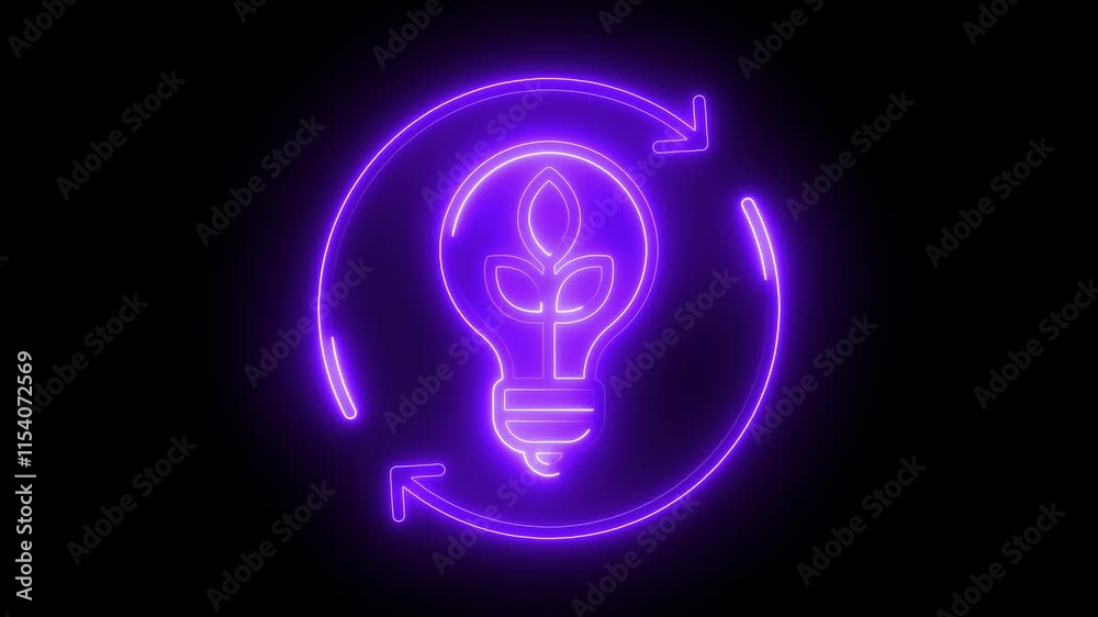 Innovation icon animation by purple color neon on black background. Innovation icon animation by purple color neon on black background.