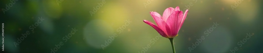 Delicate pink petal unfolding on a slender stem, plant, freshness, botanical Delicate pink petal unfolding on a slender stem, plant, freshness, botanical