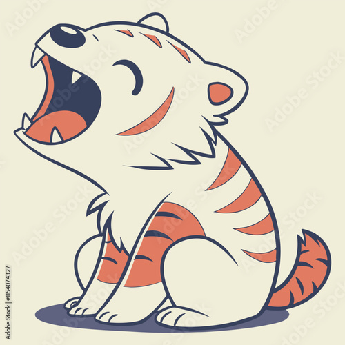 Cute Little Creature with Tiger Stripes and Bear Features