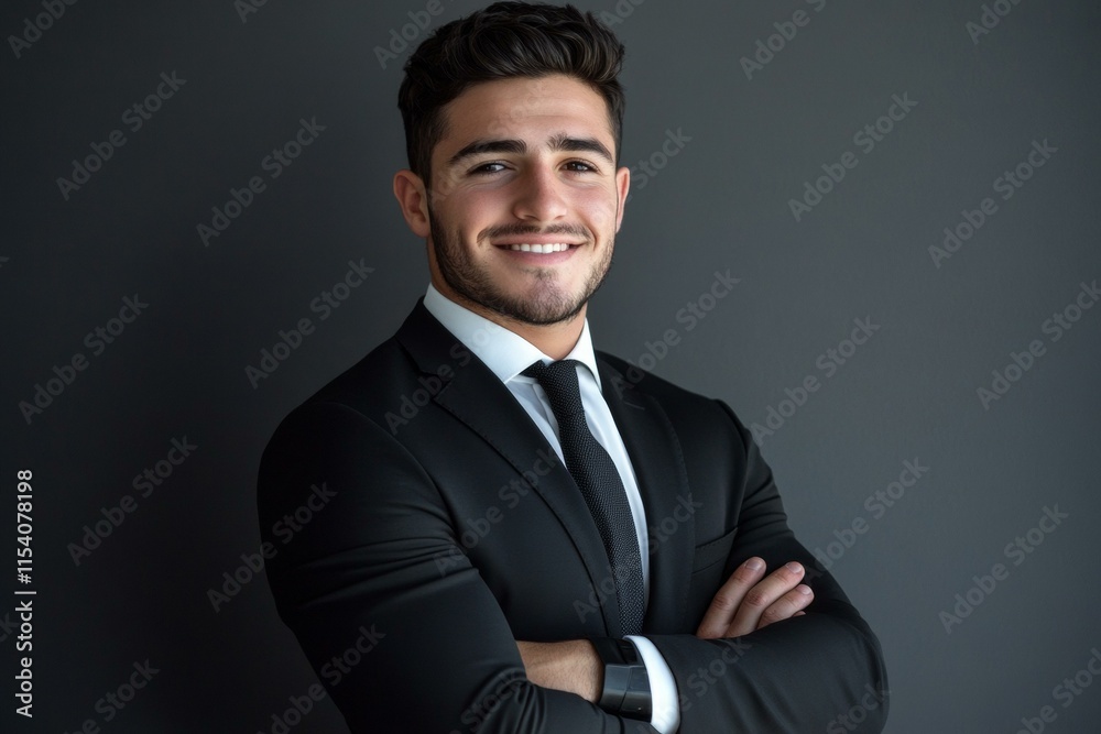 Confident Businessman Portrait against Dark Background Confident Businessman Portrait against Dark Background