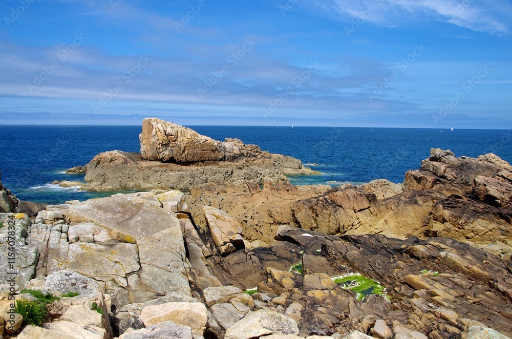 Rocks on Brehat island in Brittany in France, Europe Rocks on Brehat island in Brittany in France, Europe