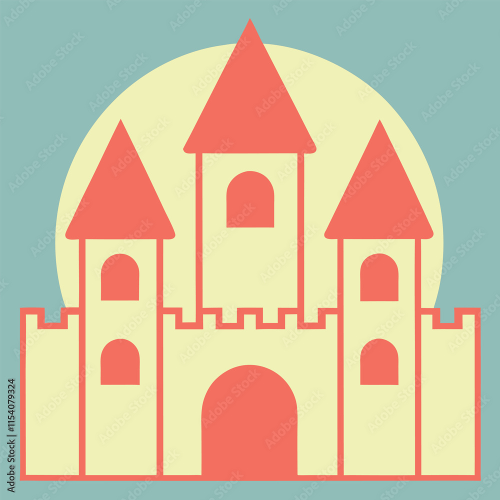 Castle watercolor simple design illustration Castle watercolor simple design illustration