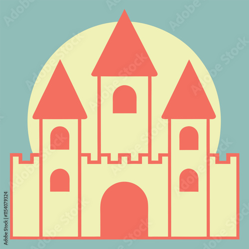 Castle watercolor simple design illustration