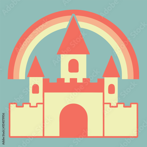 Castle watercolor simple design illustration