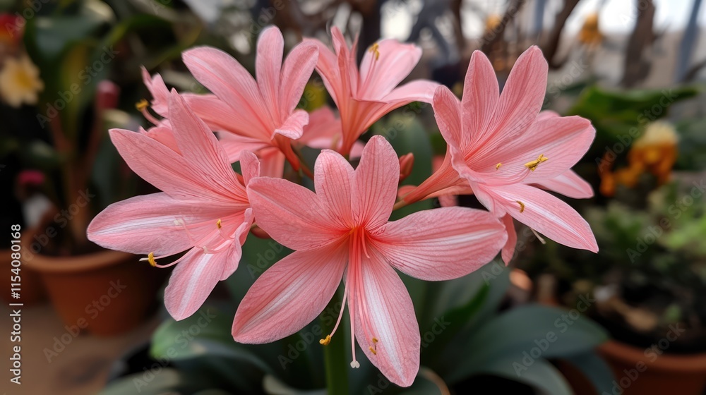 Fototapeta premium Delicate pink Azzalea flowers showcasing vibrant petals and lush foliage in a serene botanical setting