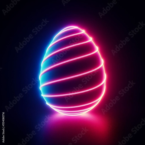  neon Easter egg against a dark background photo