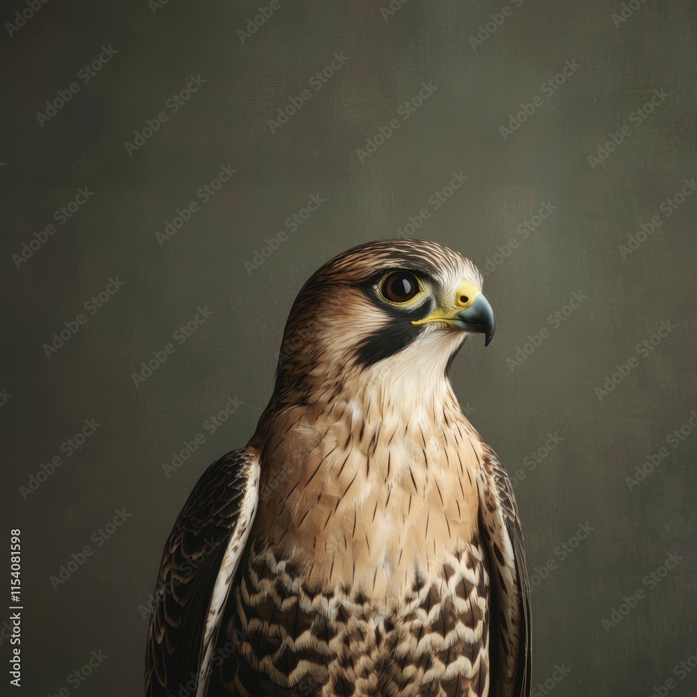 Majestic Bird of Prey with Striking Features Against Dark Background