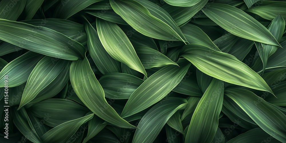 Close-up of dark green tropical leaves with layered texture