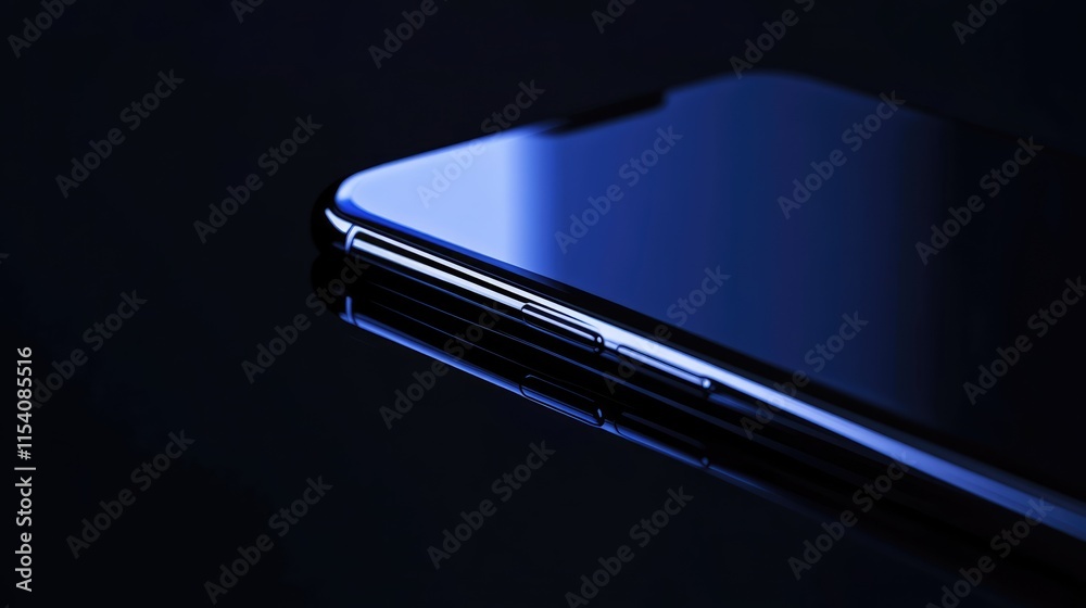 Modern smartphone screen with sleek design showcasing glossy surface against a dark background for technology and communication themes. Modern smartphone screen with sleek design showcasing glossy surface against a dark background for technology and communication themes.