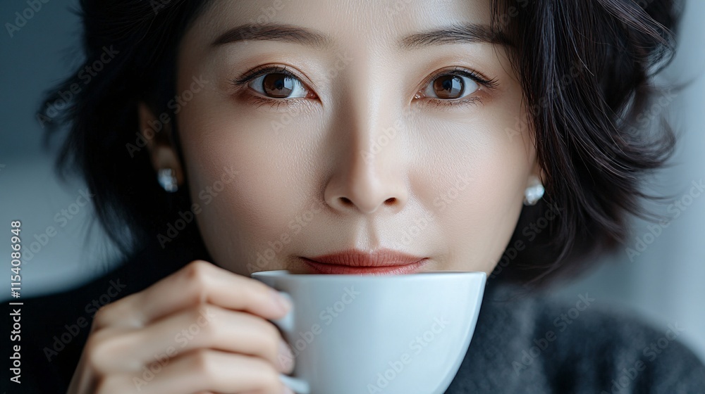 custom made wallpaper toronto digitalBusinesswoman drinking tea or coffee during work break