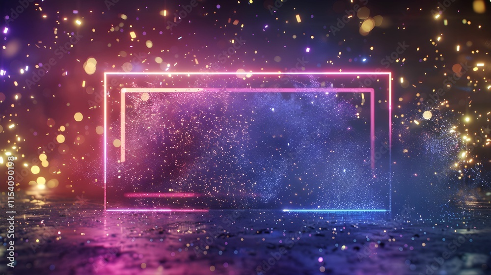 Obraz premium Colorful abstract neon background with vibrant lights and sparkling effects
